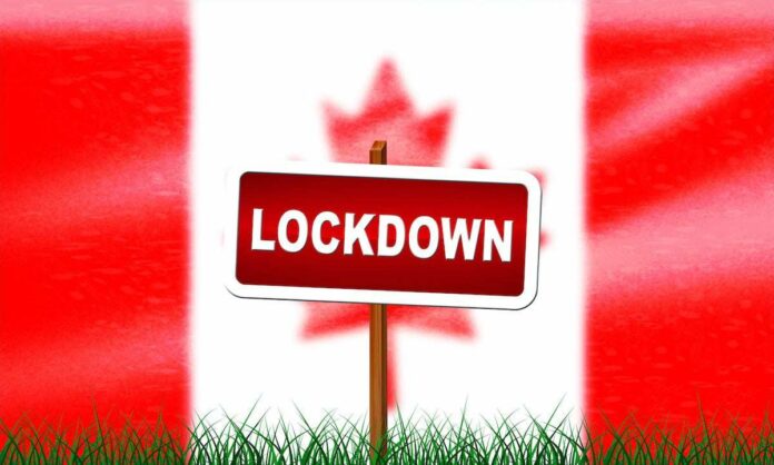 Canada lockdown preventing coronavirus spread or outbreak - 3d Illustration